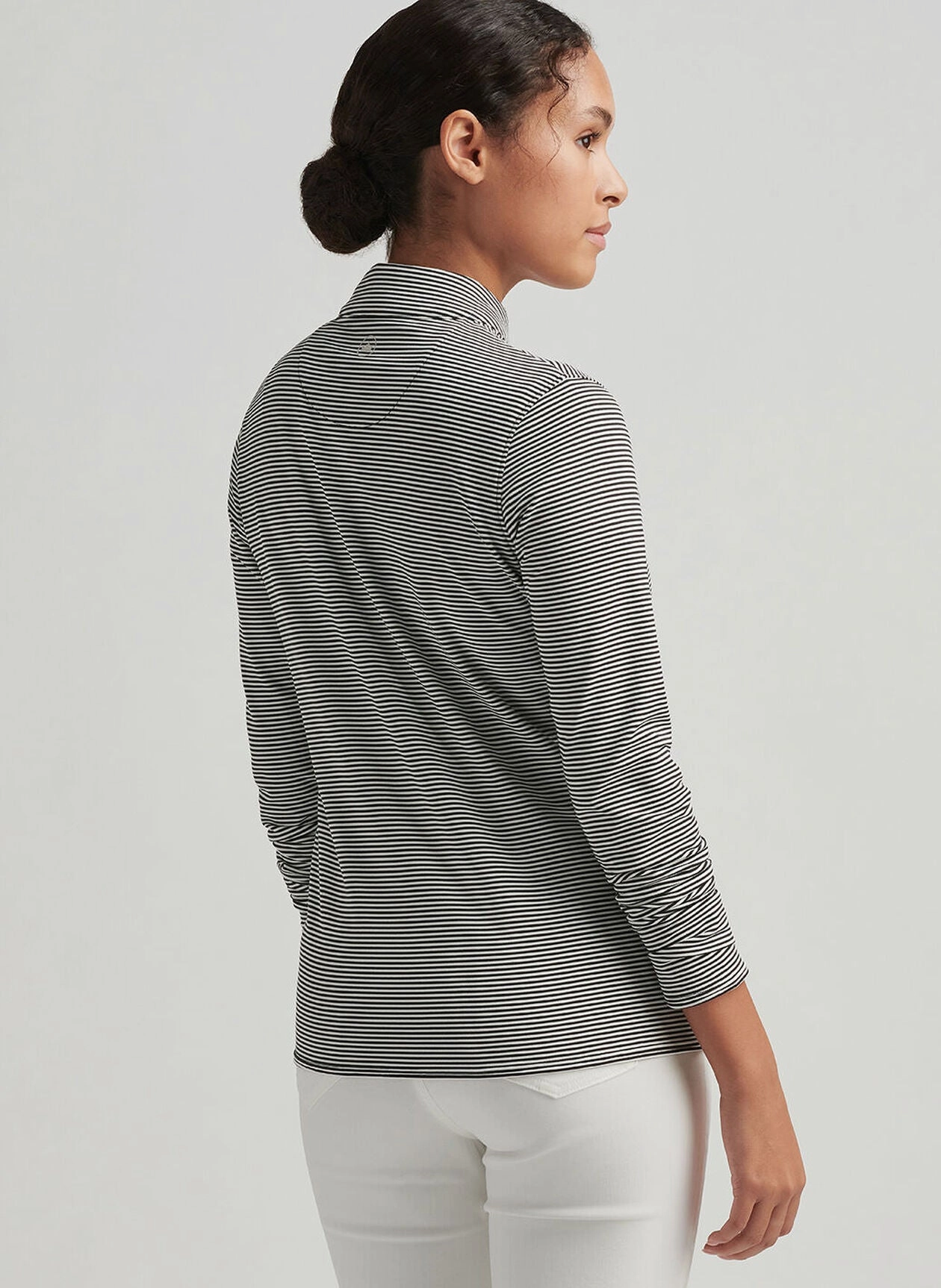 Peter Millar Womens Vista Stripe Katy Full Zip Layer - Black Ivory Peter Millar Apparel for Women