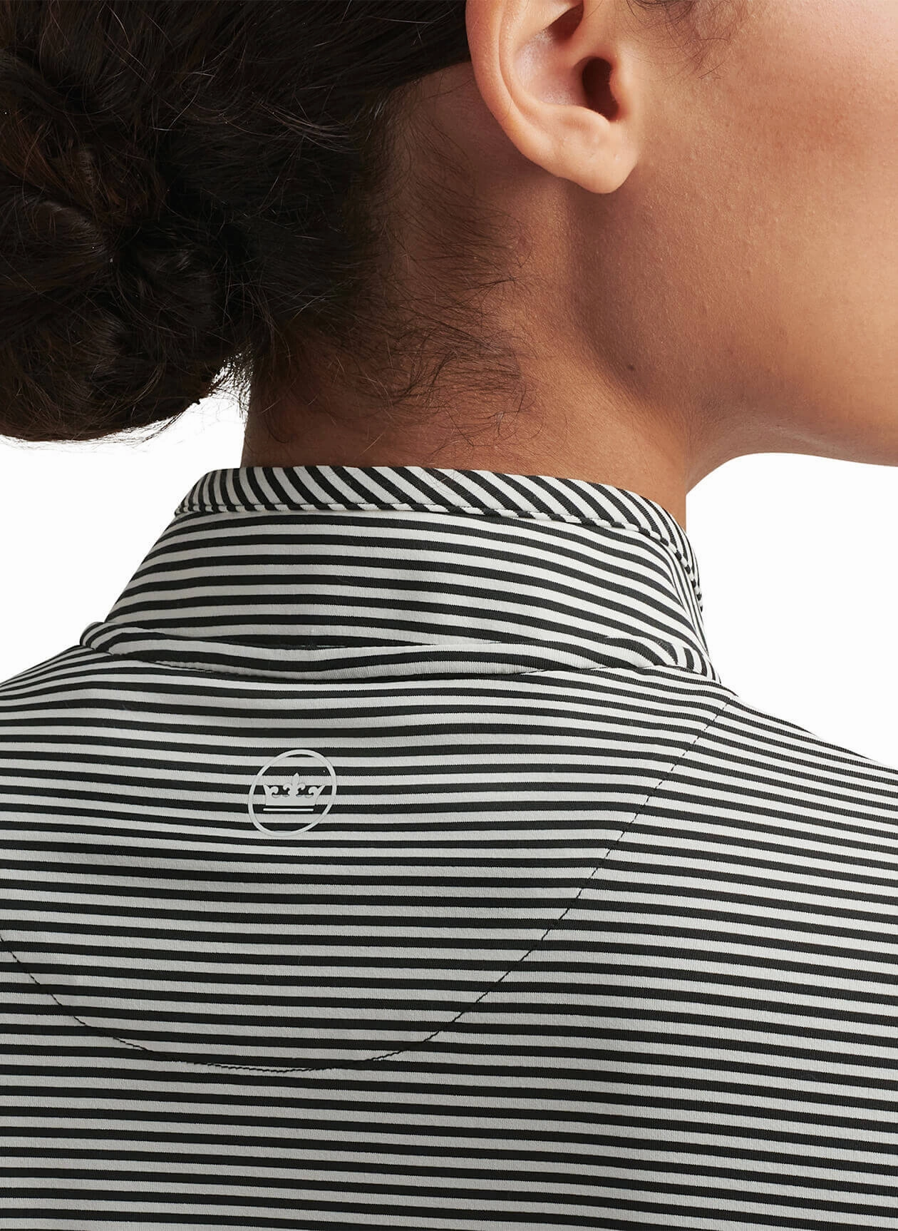 Peter Millar Womens Vista Stripe Lightweight Zip Sun Shirt - Black Ivory Peter Millar Apparel for Women
