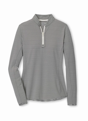 Peter Millar Womens Vista Stripe Lightweight Zip Sun Shirt - Black Ivory Peter Millar women's fashion line