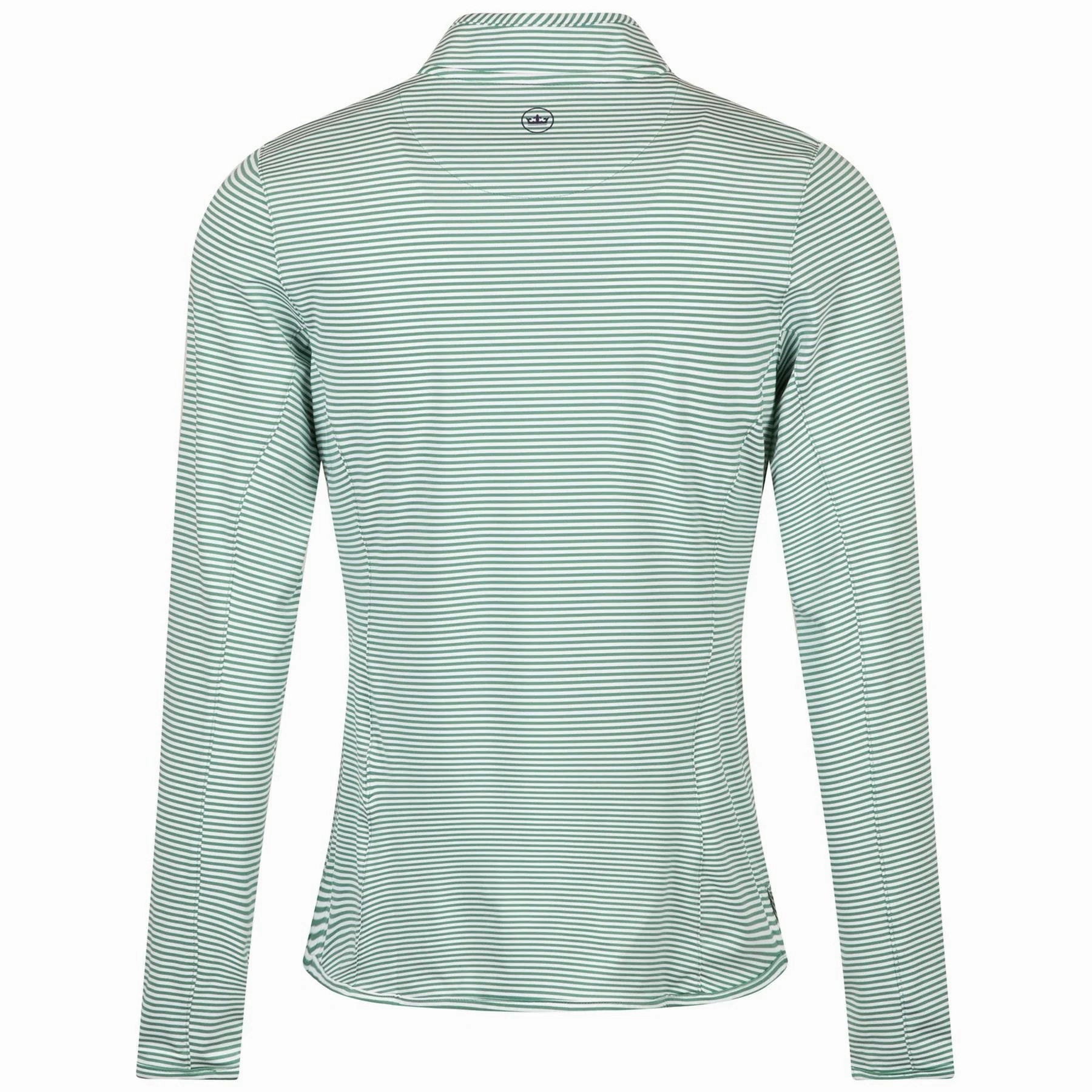 Peter Millar Womens Vista Stripe Lightweight Zip Sun Shirt - Field Green White Peter Millar Apparel for Women