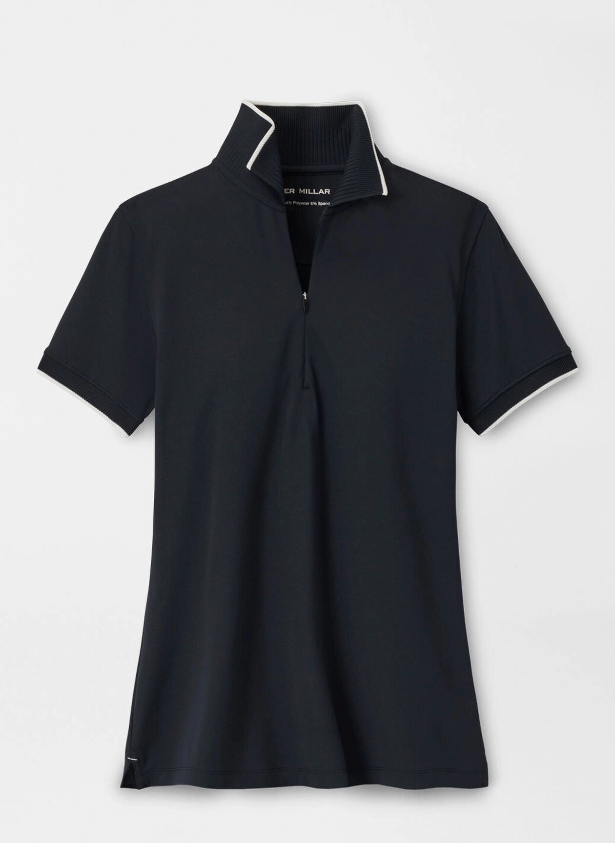 Peter Millar Womens Whitworth Sport Mesh Short-Sleeve Polo - Black Ivory Peter Millar women's fashion line