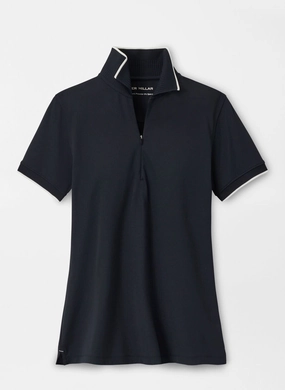 Peter Millar Womens Whitworth Sport Mesh Short-Sleeve Polo - Black Ivory Peter Millar women's fashion line