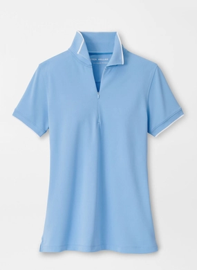 Peter Millar Womens Whitworth Sport Mesh Short-Sleeve Polo - Cottage Blue White Peter Millar women's fashion line