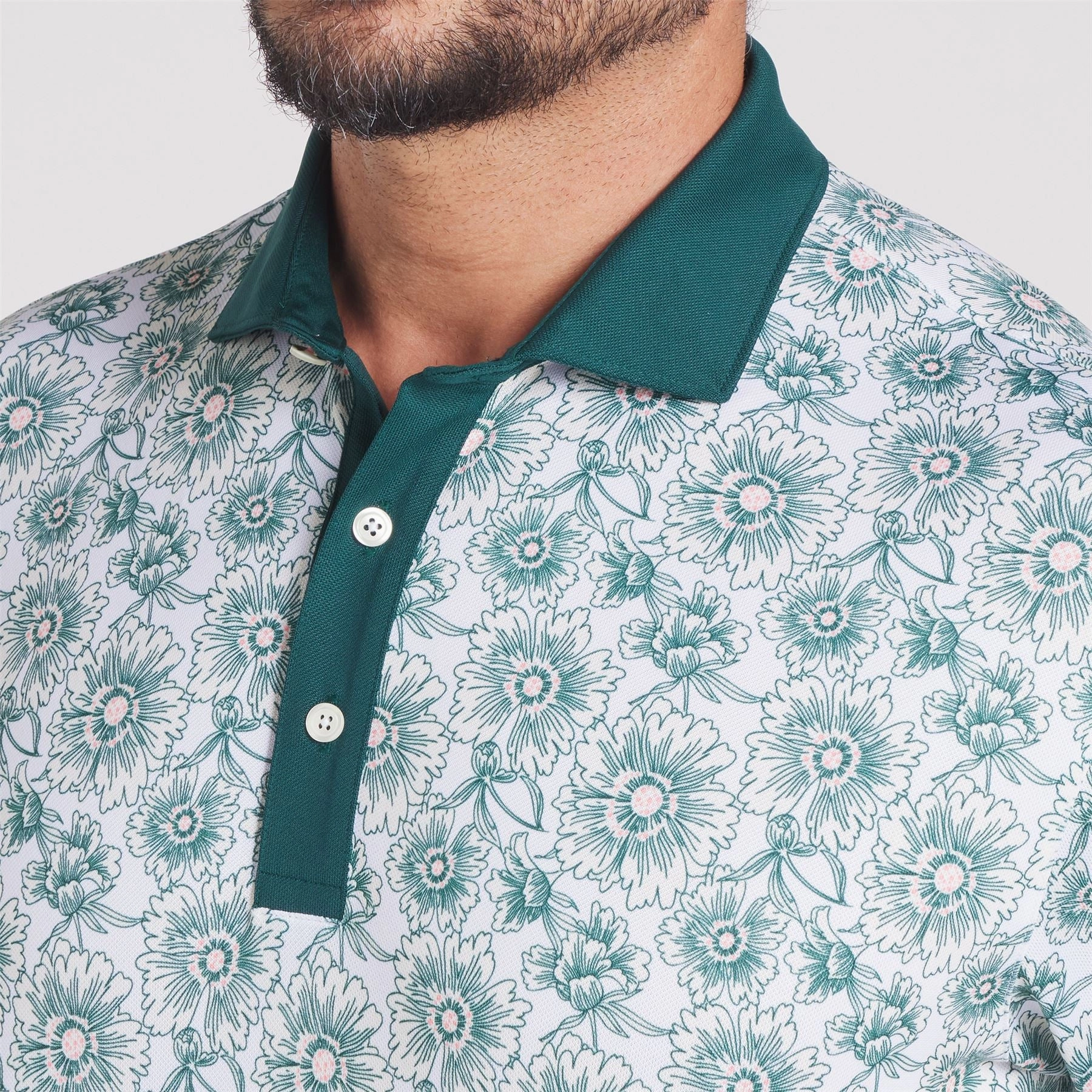 Pique Flower Fields Polo Dark Myrtle/White Glow Puma Men's Sportswear