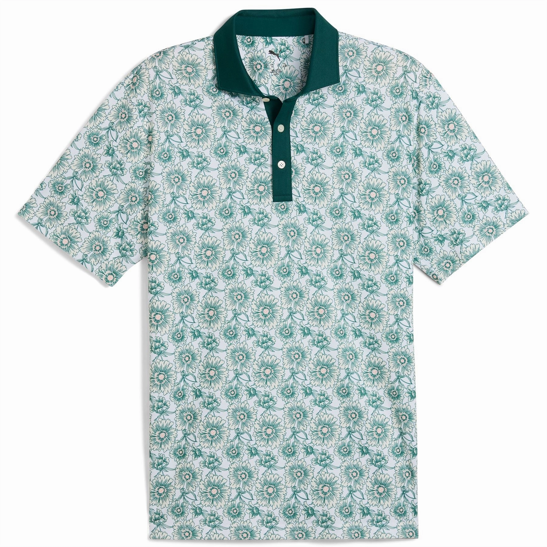 Pique Flower Fields Polo Dark Myrtle/White Glow Puma Men's Sportswear