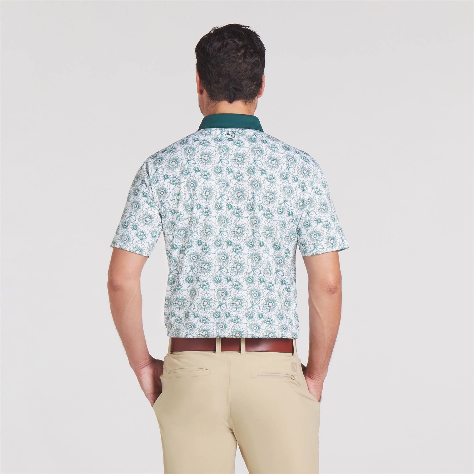 Pique Flower Fields Polo Dark Myrtle/White Glow Puma Men's Sportswear