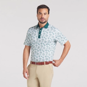 Pique Flower Fields Polo Dark Myrtle/White Glow Puma men's athletic clothing