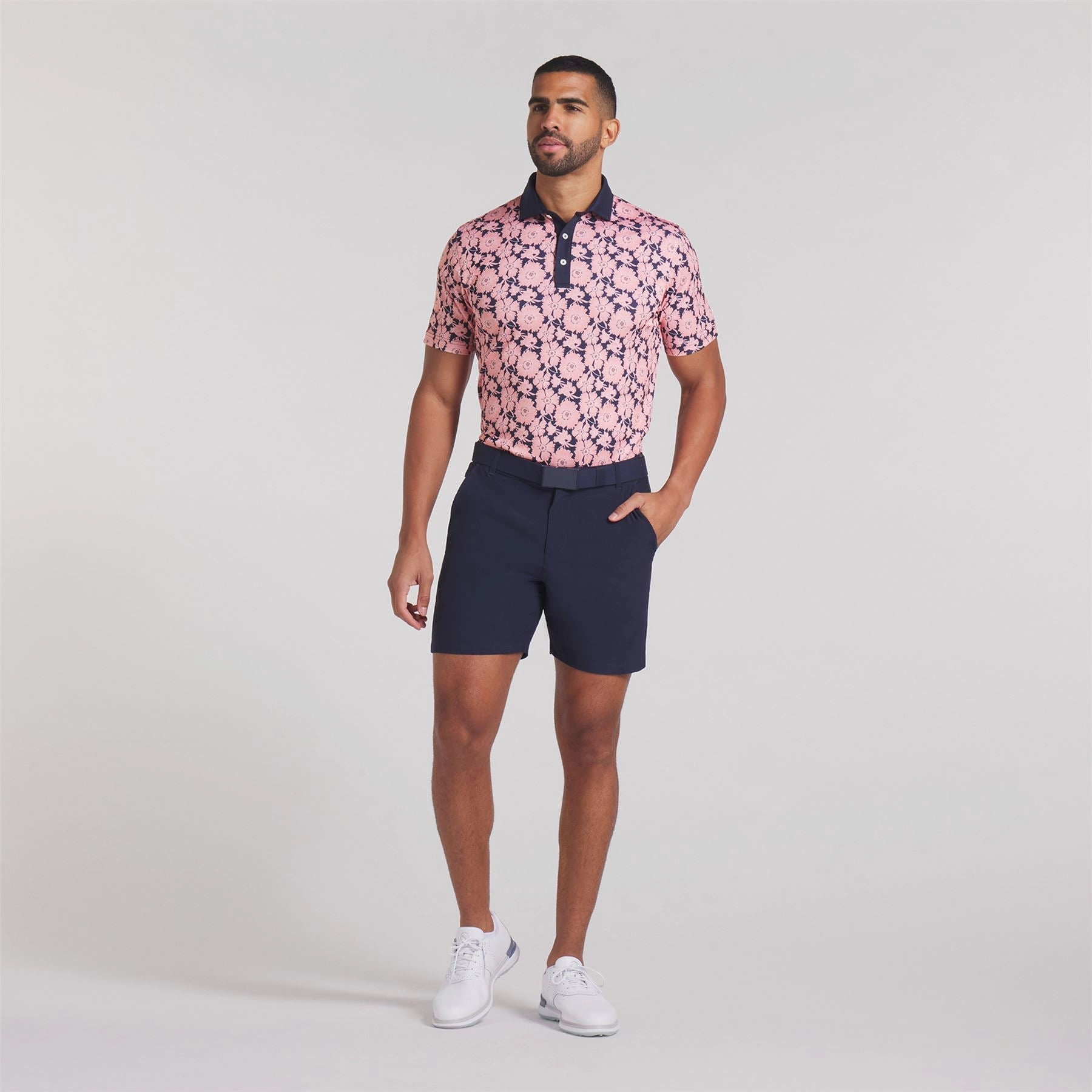 Pique Flower Fields Polo Pink Fruit/Deep Navy Puma Men's Sportswear