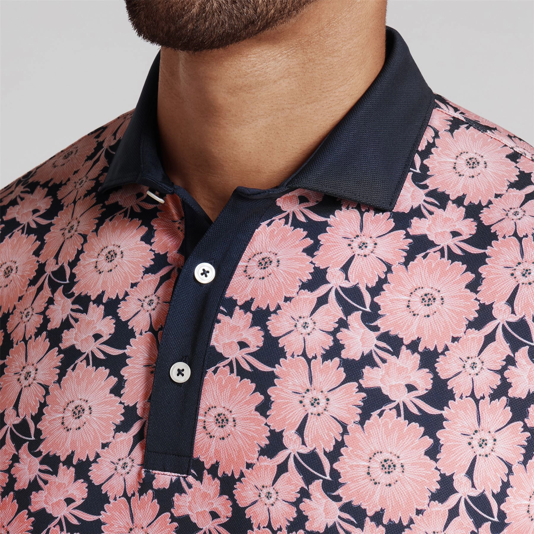 Pique Flower Fields Polo Pink Fruit/Deep Navy Puma Men's Sportswear