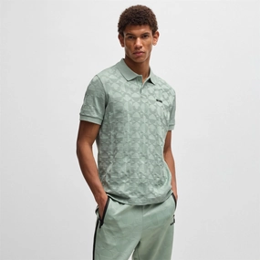 Pirax Striped Polo Open Green Boss men's fashion and office attire