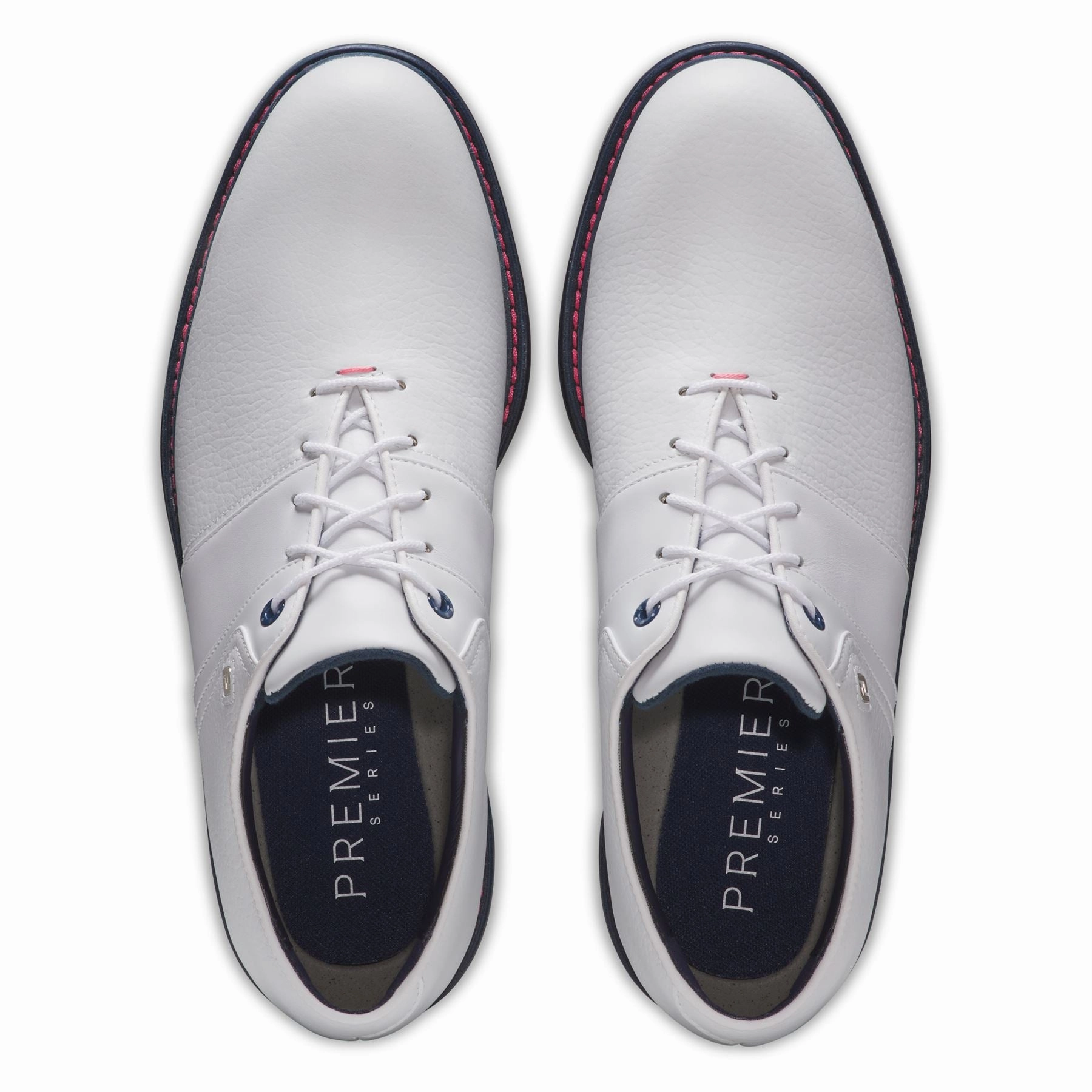 Premiere Series Packard Golf Shoes White/Navy/Pink Premium Men's Golf Shoes