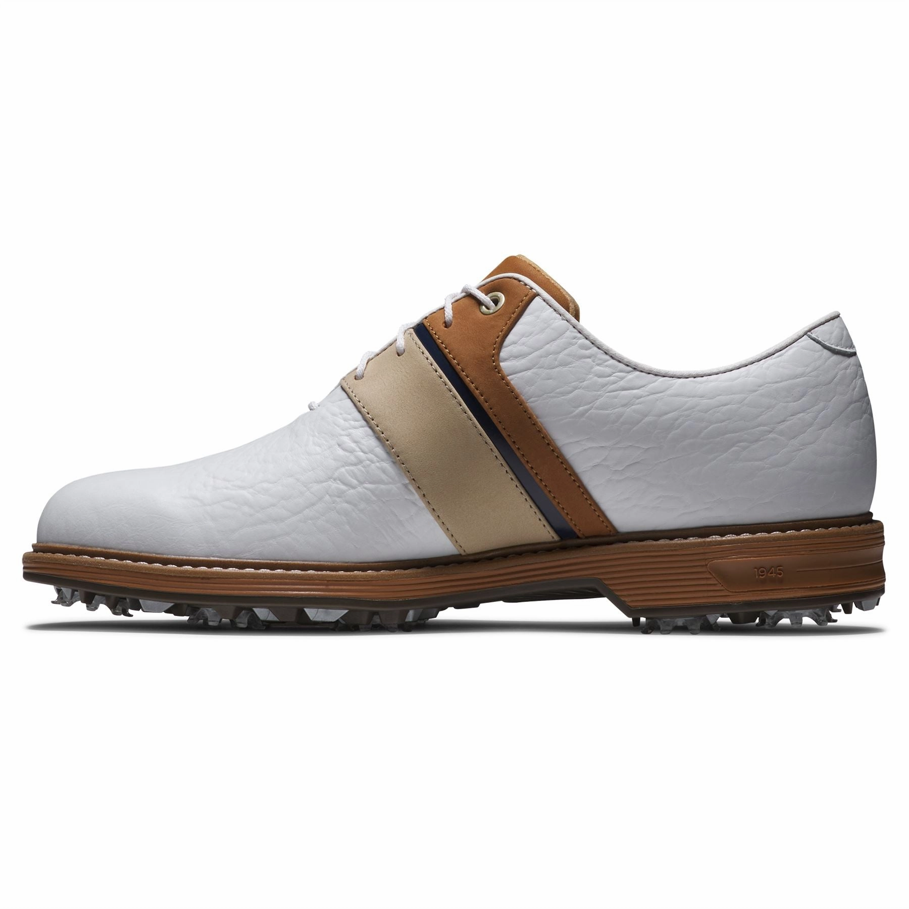 Premiere Series Packard LX Golf Shoes White/Blue/Brown Premium Men's Golf Shoes