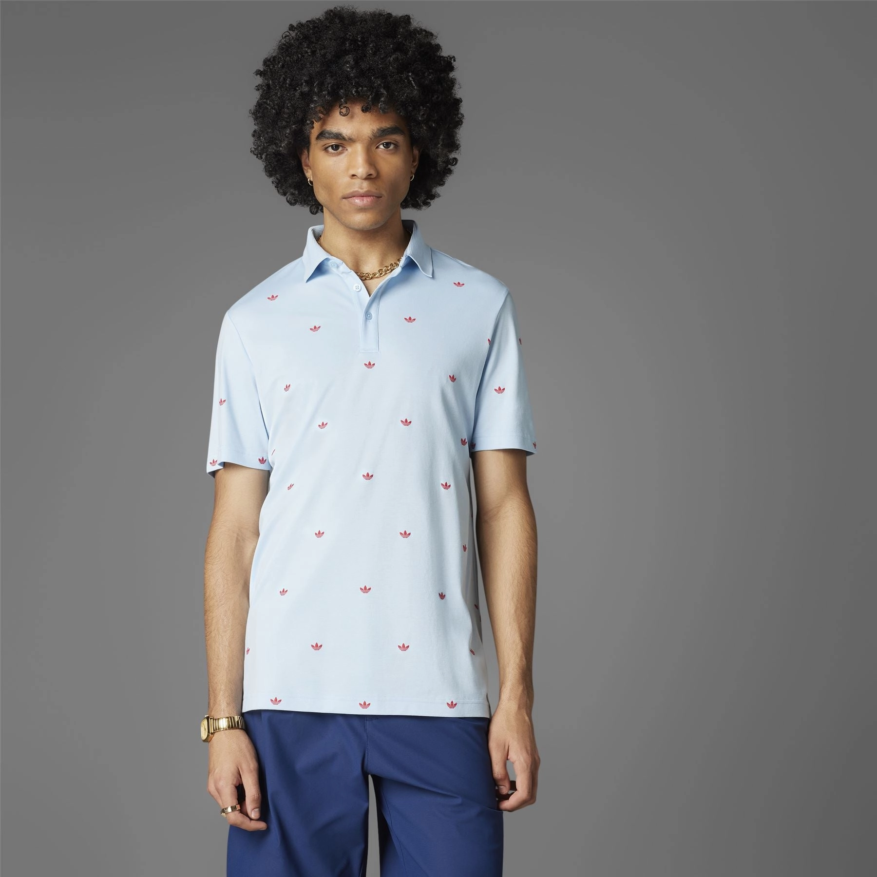 Printed Trefoil Polo Clear Sky Adidas sportswear for men