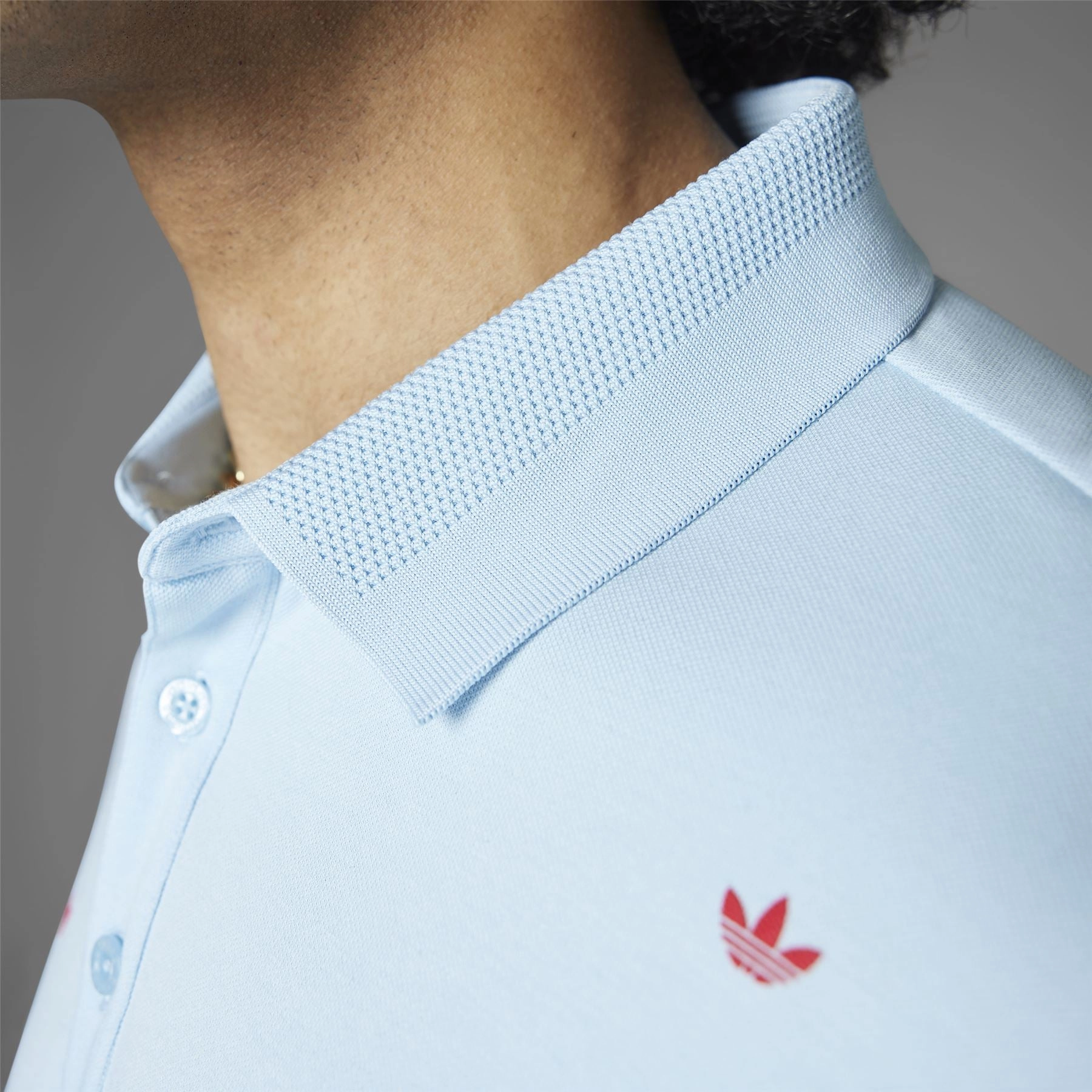 Printed Trefoil Polo Clear Sky Adidas Men's Apparel