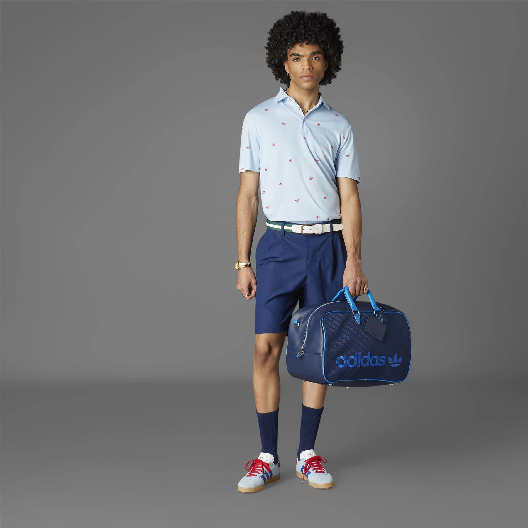 Printed Trefoil Polo Clear Sky Adidas Men's Apparel