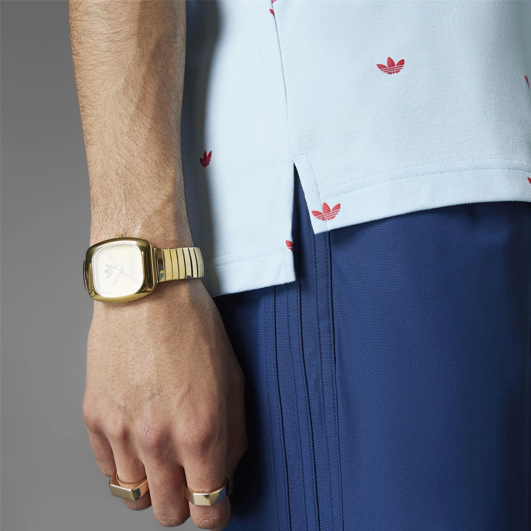 Printed Trefoil Polo Clear Sky Adidas Men's Apparel