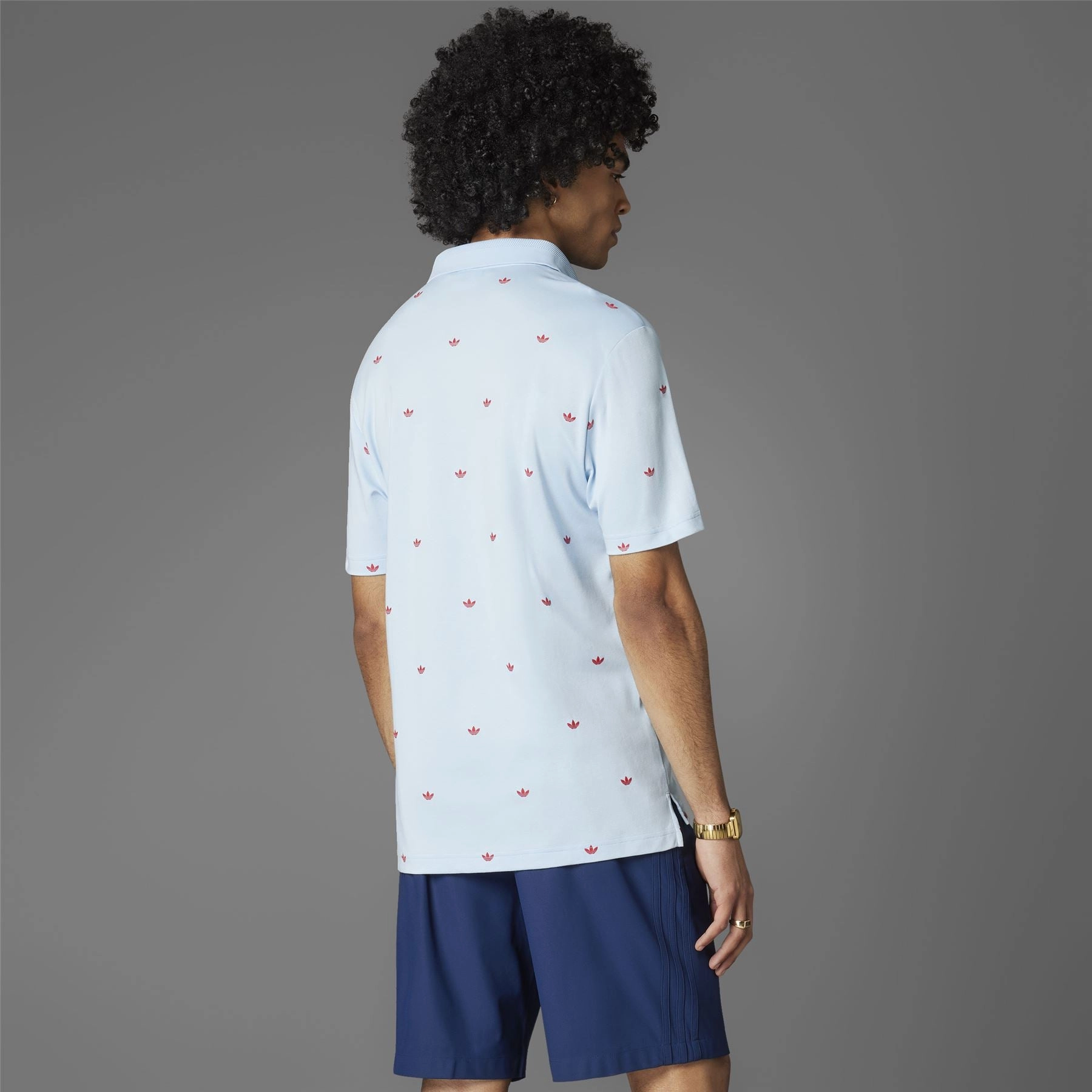 Printed Trefoil Polo Clear Sky Adidas Men's Apparel