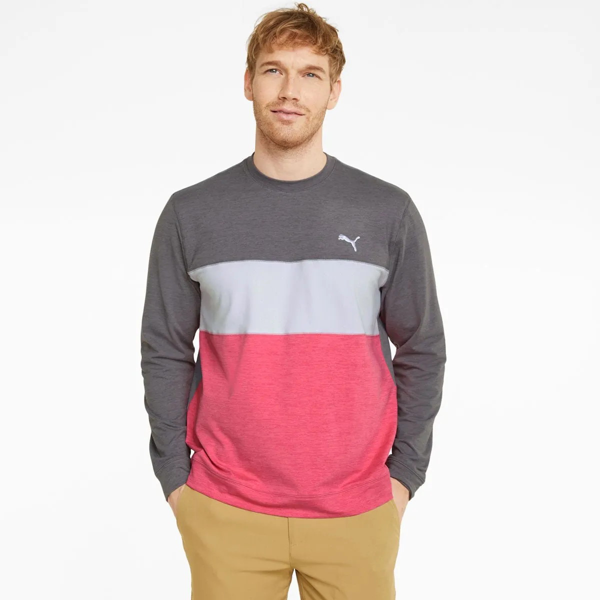 Puma Cloudspun Colourblock Crew Neck Golf Mid Layer 535458