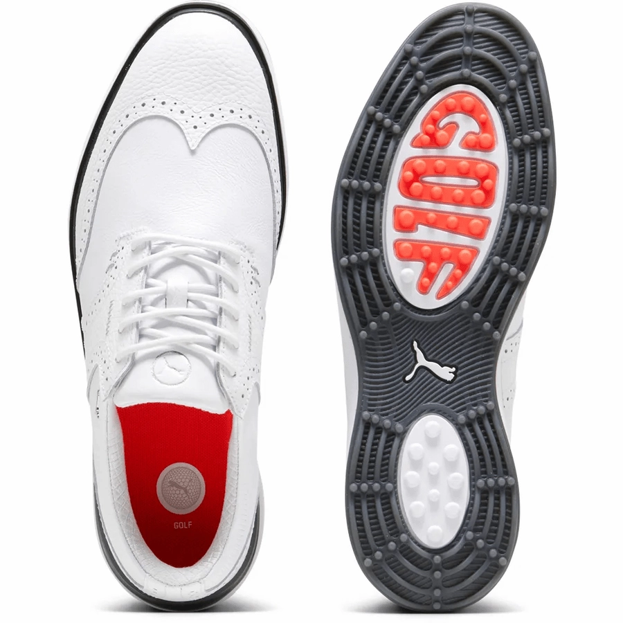 PUMA Avant Wingtip Golf Shoes - White Men's Spikeless Golf Shoes