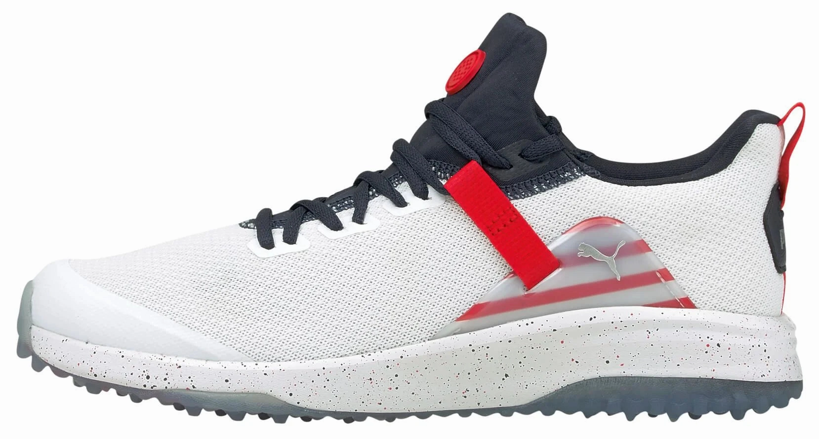 Puma Men's FUSION EVO Stars & Stripes Spikeless Golf Shoes (Limited Edition) - WHITE / NAVY / RED Puma LTD Tour Edition golf shoes