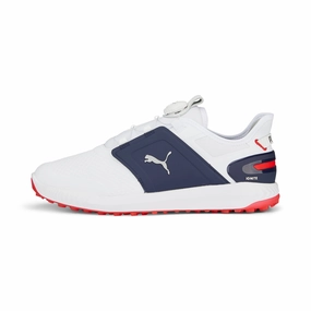 Puma Men's Ignite Elevate Disc Spikeless Golf Shoes - White/Navy Men's shoes from other brands