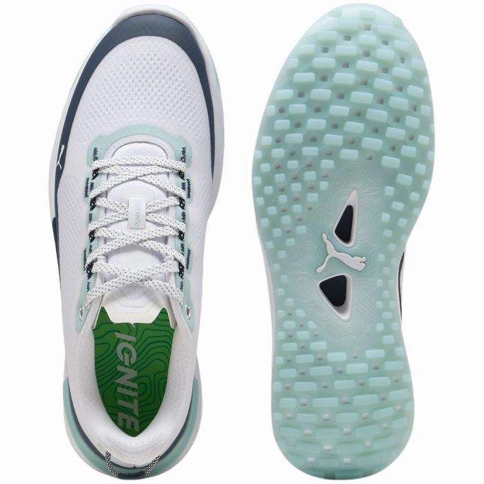 Puma Men's Ignite Elevate X Spikeless Golf Shoes - Puma White/Deep Navy/Modern Mint Men's Shoes from Other Brands