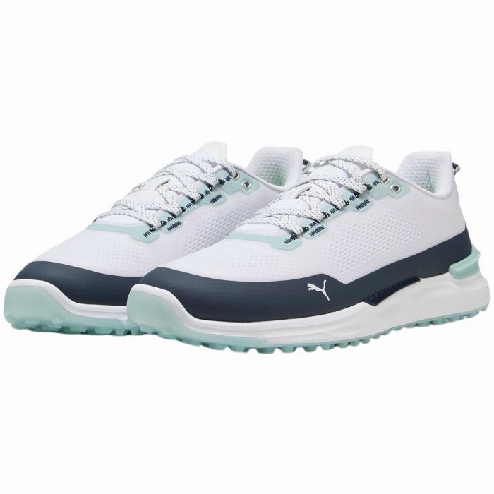Puma Men's Ignite Elevate X Spikeless Golf Shoes - Puma White/Deep Navy/Modern Mint Men's Shoes from Other Brands