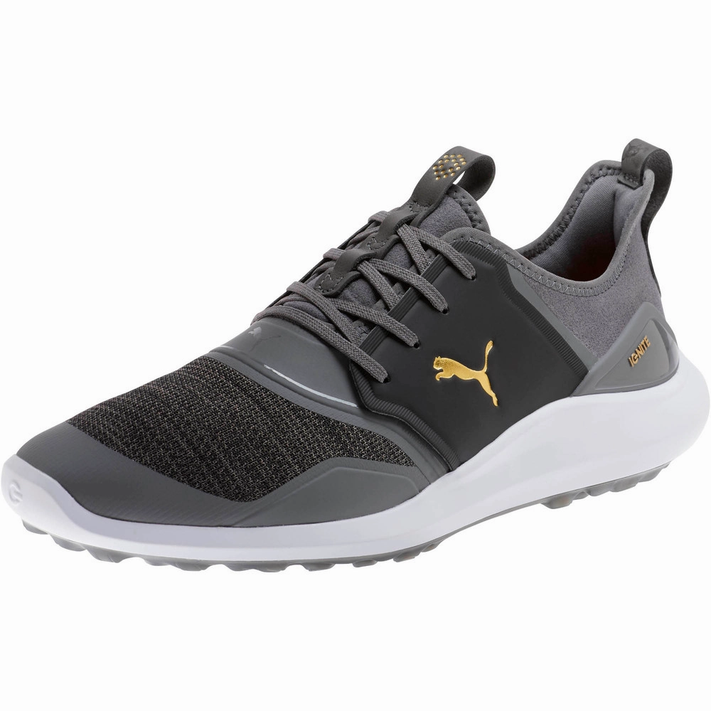 Puma Men's Ignite NXT Team Gold Lace Golf Shoes - Quiet Shade/Team Gold/Black Puma LTD Tour Edition Golf Shoes