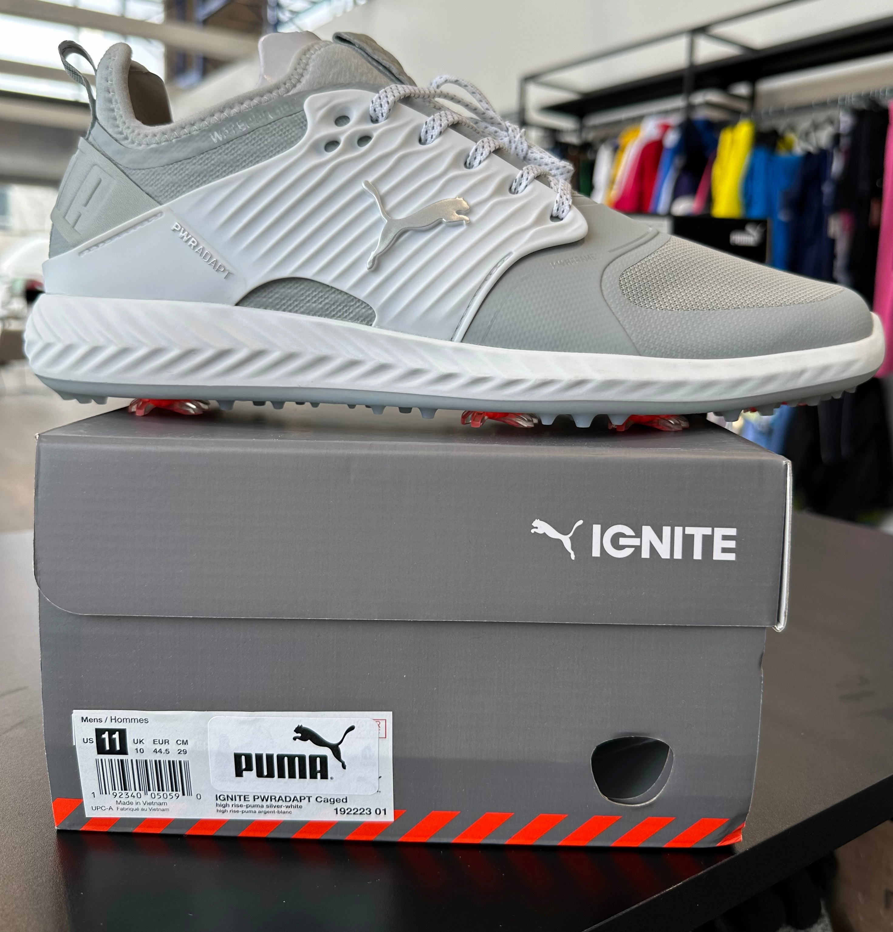 Puma Men's TOUR - IGNITE PWRAdapt Caged Golf Shoes - HIGH RISE -PUMA SILVER - PUMA WHITE Puma LTD Tour Edition Golf Shoes