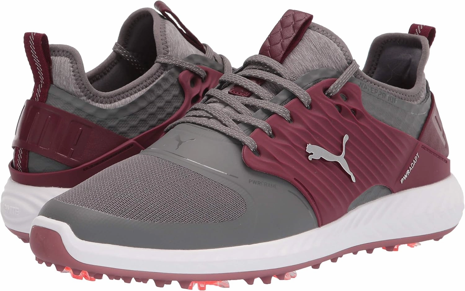 Puma Men's TOUR - IGNITE PWRAdapt Caged Golf Shoes - QUIET SHADE - PUMA SILVER - ZIFANDEL Puma LTD Tour Edition Golf Shoes