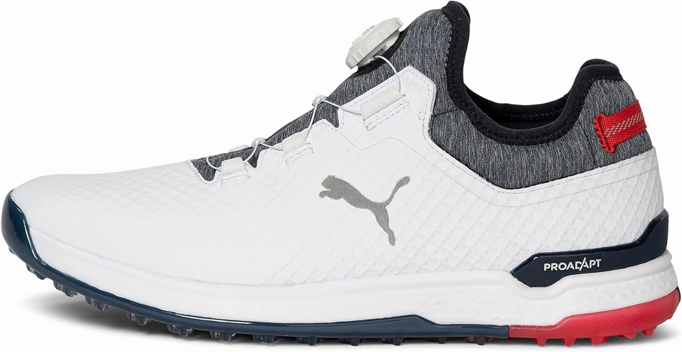 Puma Men's TOUR - PROADAPT ALPHACAT DISC Golf Shoes - PUMA WHITE / NAVY BLAZER / HIGH RISK RED Puma LTD Tour Edition golf shoes