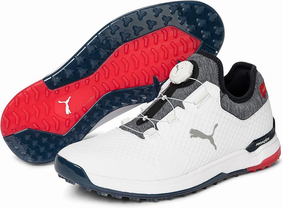 Puma Men's TOUR - PROADAPT ALPHACAT DISC Golf Shoes - PUMA WHITE / NAVY BLAZER / HIGH RISK RED Puma LTD Tour Edition Golf Shoes