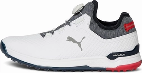 Puma Men's TOUR - PROADAPT ALPHACAT DISC Golf Shoes - PUMA WHITE / NAVY BLAZER / HIGH RISK RED Puma LTD Tour Edition golf shoes