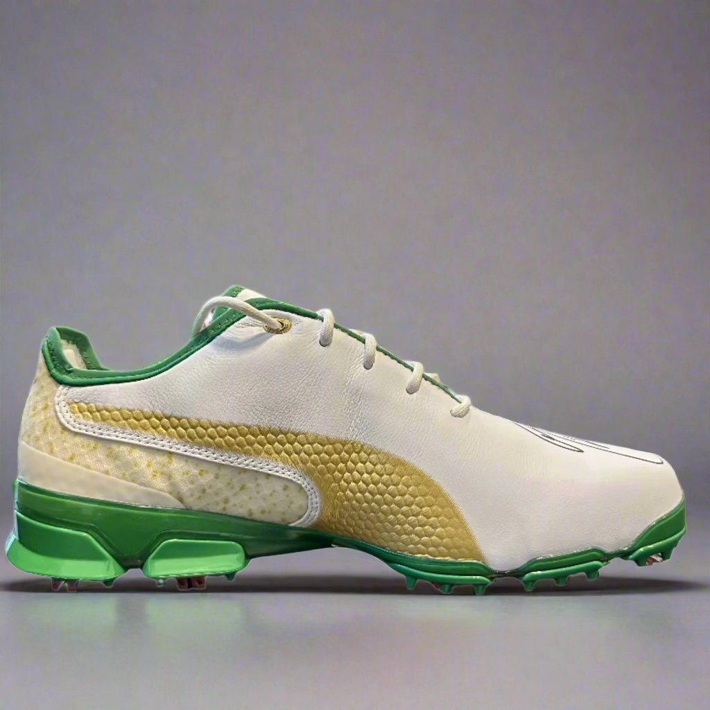 Puma Men's TOUR - WASTE MANAGEMENT LTD EDITION RICKIE FOWLER SIGNED IGNITE PROADAPT Golf Shoes - WHITE / TEAM GOLD Puma LTD Tour Edition Golf Shoes