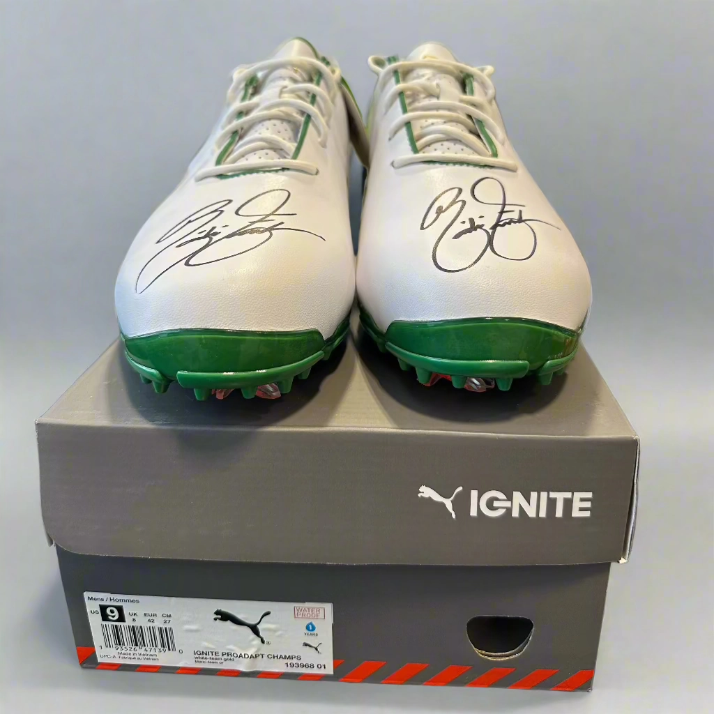 Puma Men's TOUR - WASTE MANAGEMENT LTD EDITION RICKIE FOWLER SIGNED IGNITE PROADAPT Golf Shoes - WHITE / TEAM GOLD Puma LTD Tour Edition Golf Shoes