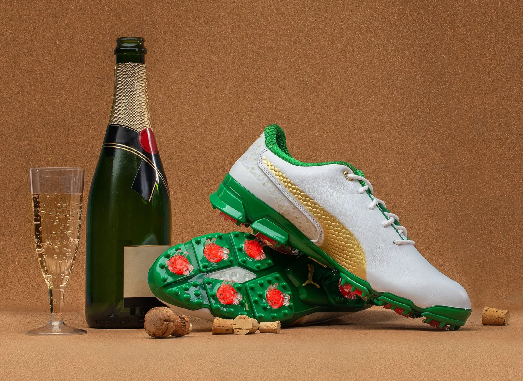 Puma Men's TOUR - WASTE MANAGEMENT LTD EDITION RICKIE FOWLER SIGNED IGNITE PROADAPT Golf Shoes - WHITE / TEAM GOLD Puma LTD Tour Edition Golf Shoes