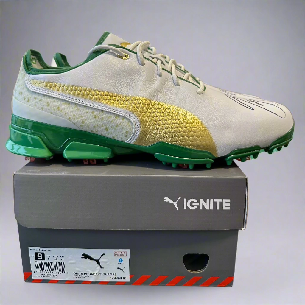 Puma Men's TOUR - WASTE MANAGEMENT LTD EDITION RICKIE FOWLER SIGNED IGNITE PROADAPT Golf Shoes - WHITE / TEAM GOLD Puma LTD Tour Edition Golf Shoes