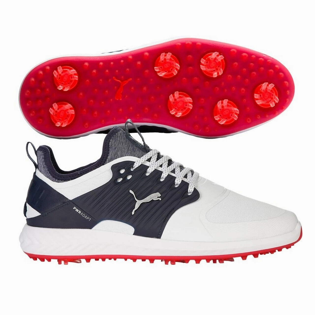 Puma Men's TOUR EDITION - PWRAdapt Caged Golf Shoes - White/Silver/Peacoat Puma LTD Tour Edition Golf Shoes