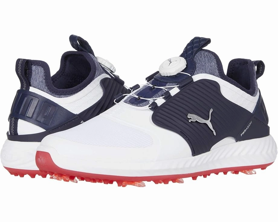 Puma Men's TOUR EDITION- IGINITE PWRAdapt Caged DISC  Golf Shoes - PUMA WHITE / PUMA SILVER / PEACOAT Puma LTD Tour Edition Golf Shoes
