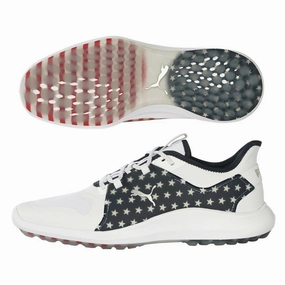 Puma Men's TOUR Ignite Fasten8 Stars & Stripes Golf Shoes (Limited Edition) - WHITE / NAVY / RED Puma LTD Tour Edition golf shoes