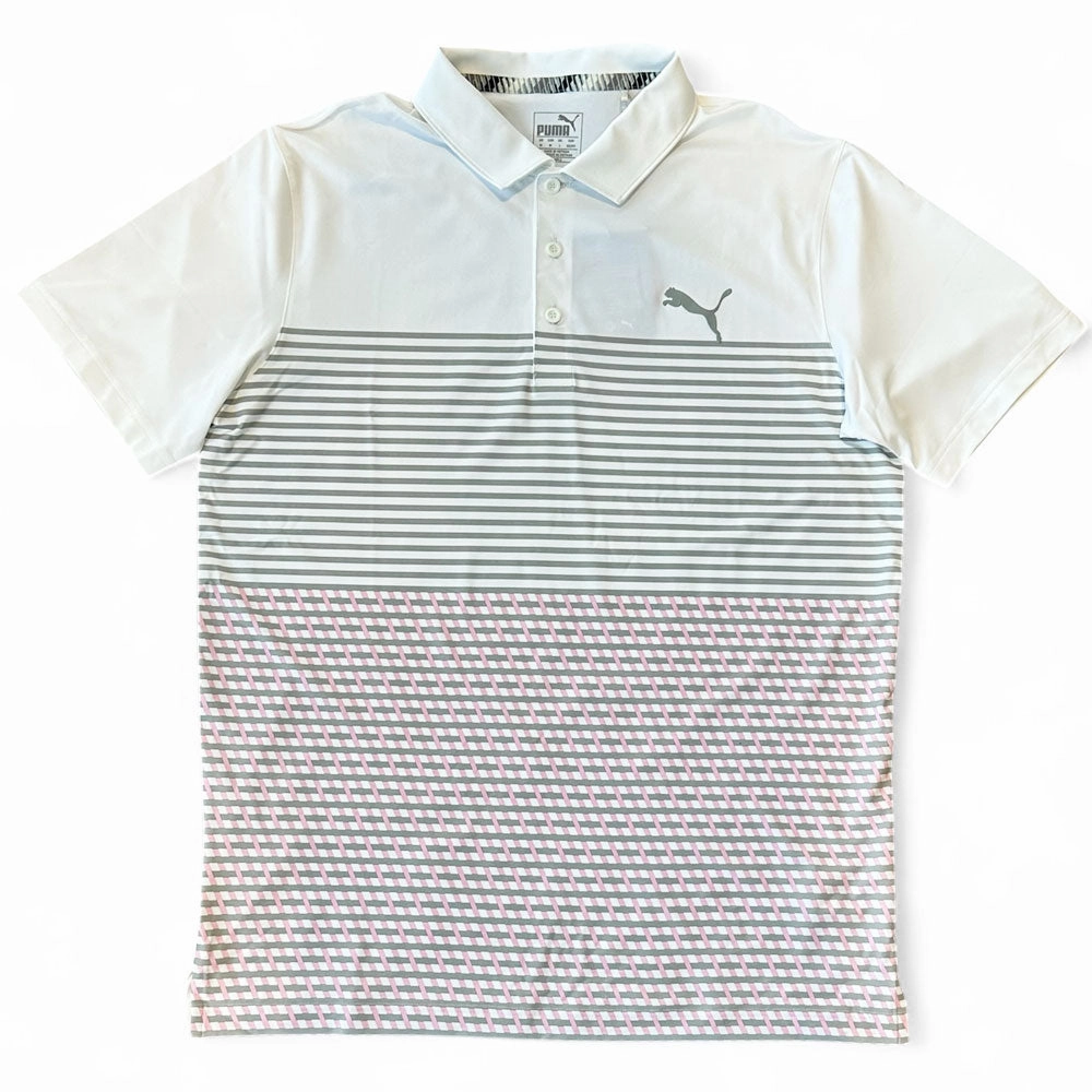 Puma Men's Tour Issue Buckets Polo - BRIGHT WHITE - PALE PINK Puma LTD Tour Edition golf shoes