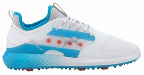 Puma Men's TOUR ISSUE- LTD EDITION IGNITE PWRAdapt CTA Caged Golf Shoes - WHITE - BLUE - RED Puma LTD Tour Edition golf shoes