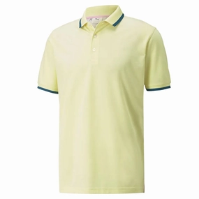 Puma Men's Tour Issue Rickie Spec Fit X Arnold Palmer Signature Tipped Short Sleeve Polo - YELLOW PEAR Puma LTD Tour Edition golf shoes