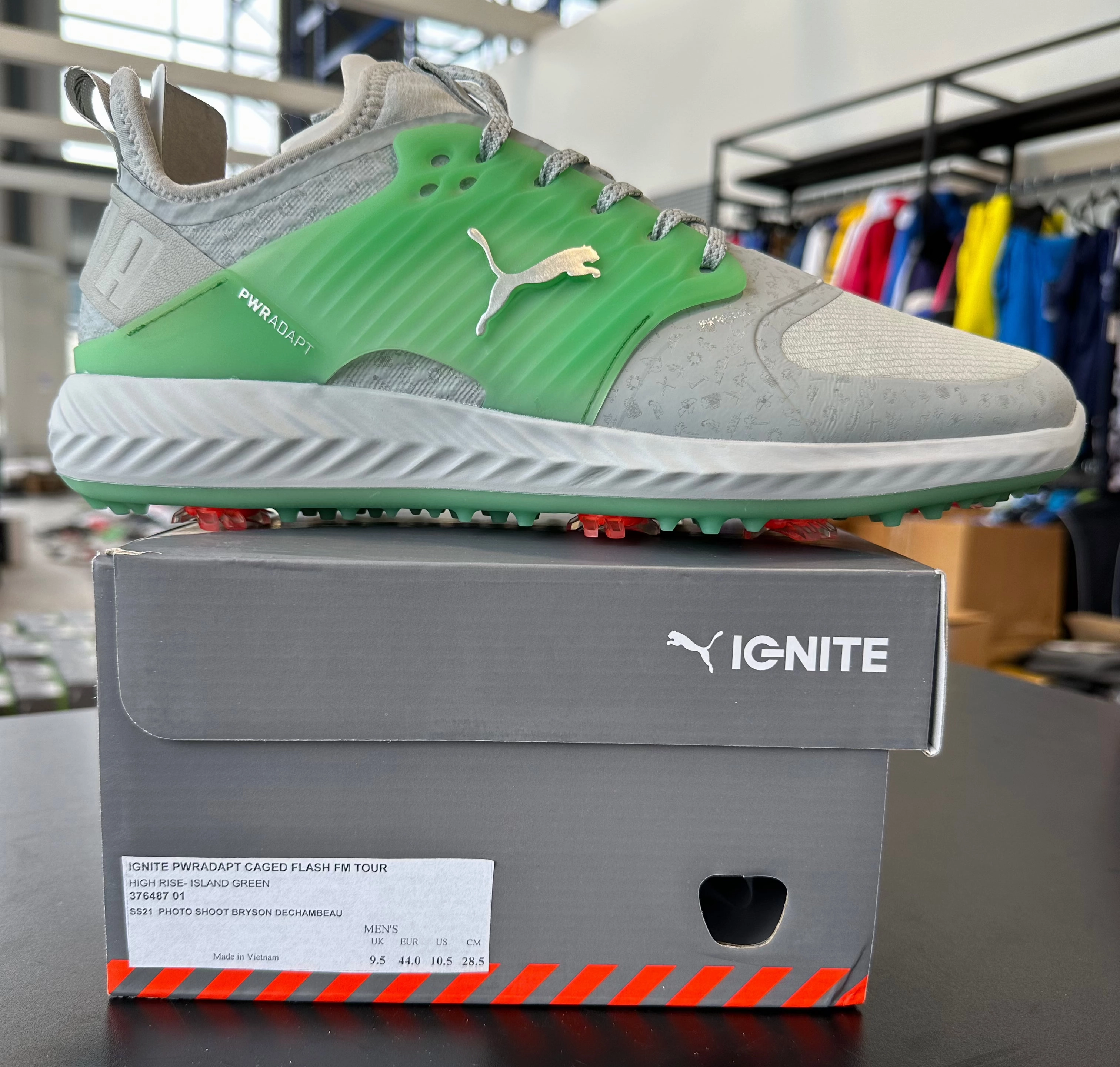 Puma Men's TOUR LTD EDITION- IGINITE PWRAdapt Caged FLASH FM TOUR Golf Shoes - HIGH RISE / ISLAND GREEN Puma LTD Tour Edition Golf Shoes
