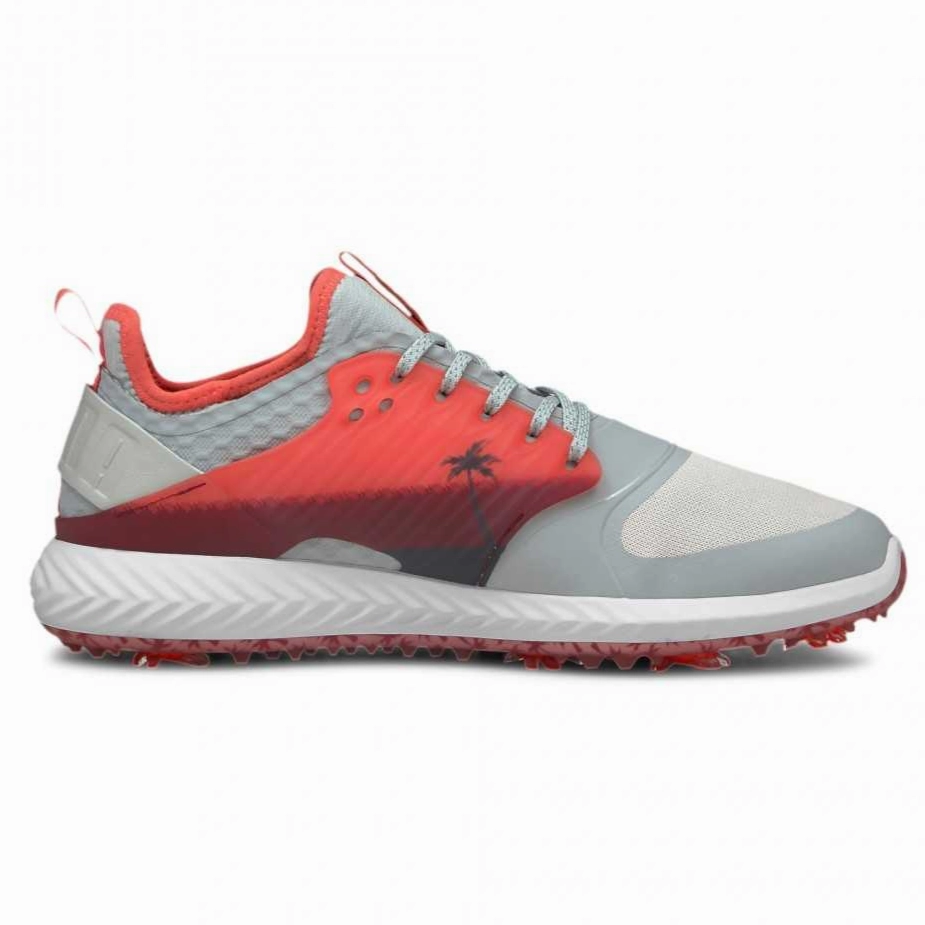 Puma Men's TOUR LTD EDITION- IGINITE PWRAdapt Caged PALMS TOUR Golf Shoes - HIGH RISE / GEORGIA PEACH / ZINFANDEL Puma LTD Tour Edition Golf Shoes