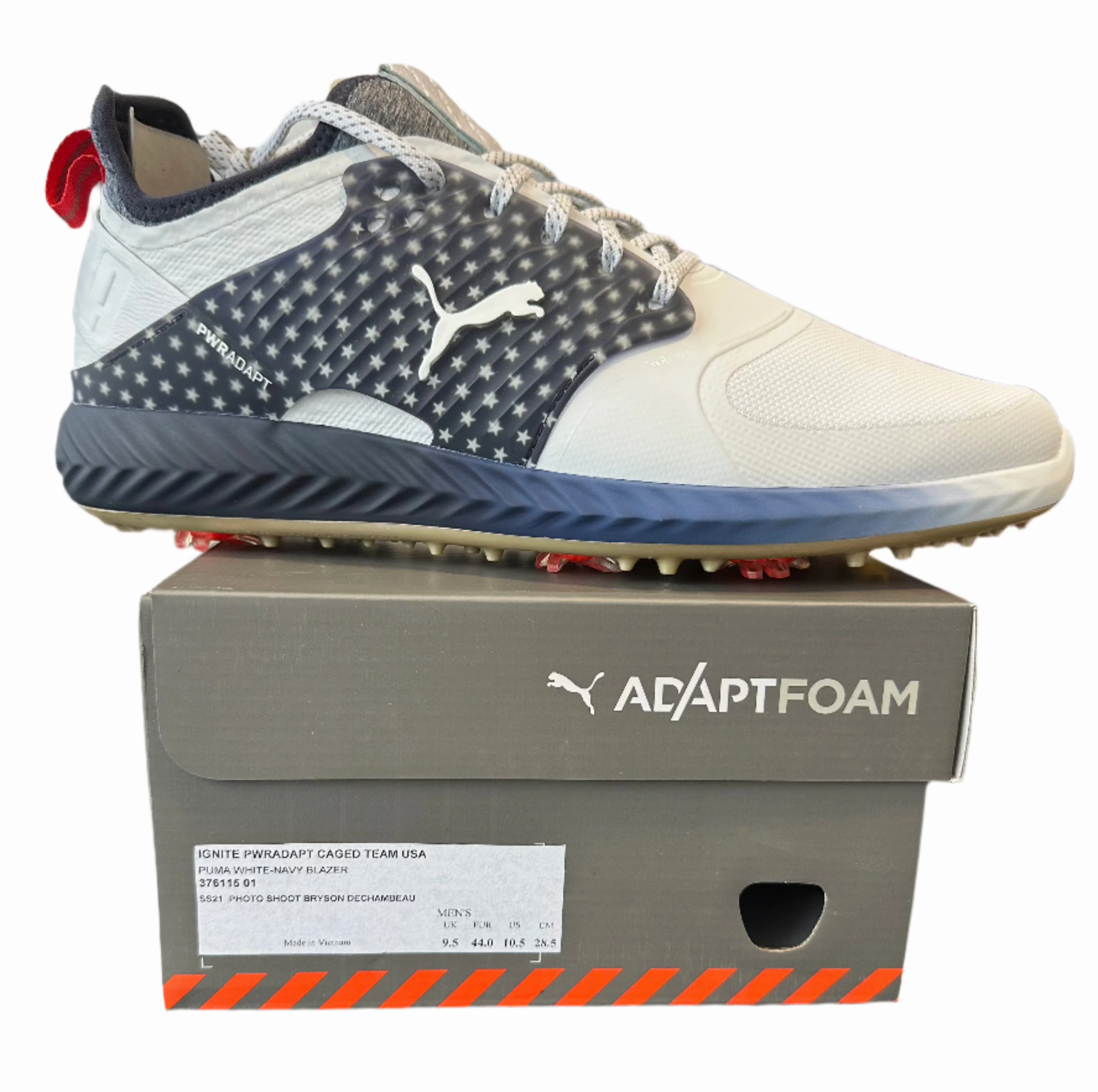 Puma Men's TOUR LTD EDITION- IGINITE PWRAdapt Caged TEAM USA Golf Shoes - PUMA WHITE / NAVY BLAZER Puma LTD Tour Edition Golf Shoes