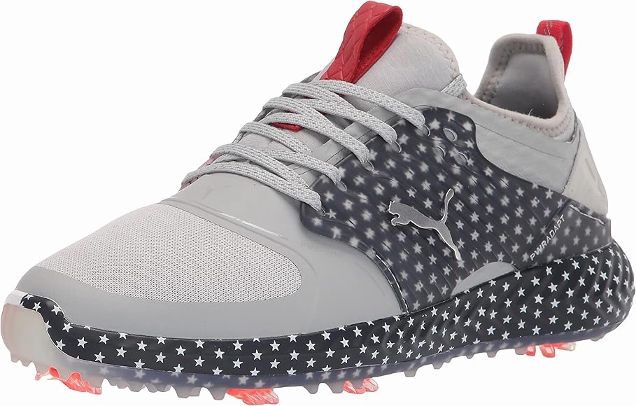 Puma Men's TOUR LTD EDITION- IGINITE PWRAdapt Caged USA TOUR Golf Shoes - HIGH RISE / NAVY BLAZER / HIGH RISK RED Puma LTD Tour Edition Golf Shoes