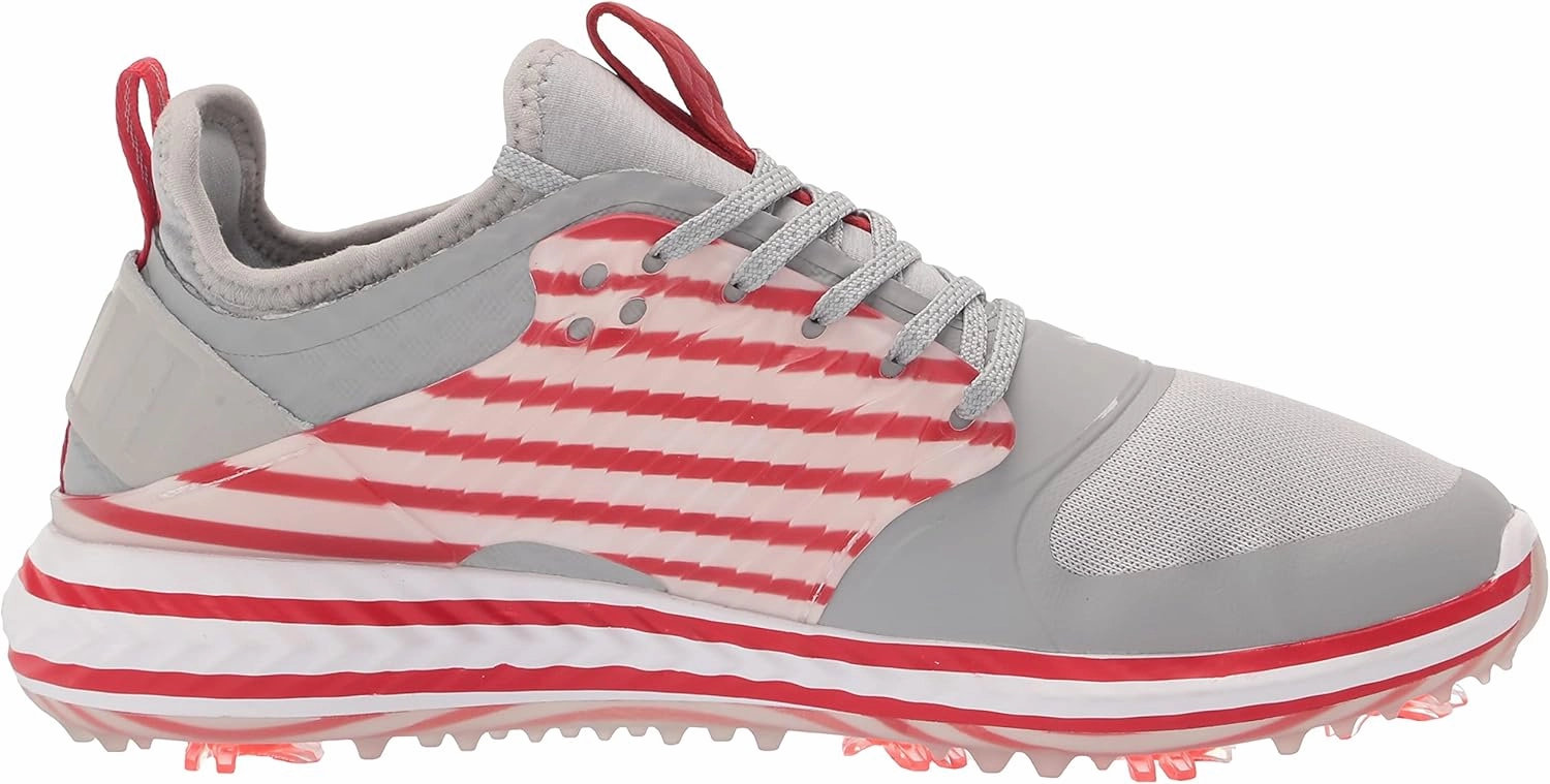 Puma Men's TOUR LTD EDITION- IGINITE PWRAdapt Caged USA TOUR Golf Shoes - HIGH RISE / NAVY BLAZER / HIGH RISK RED Puma LTD Tour Edition Golf Shoes