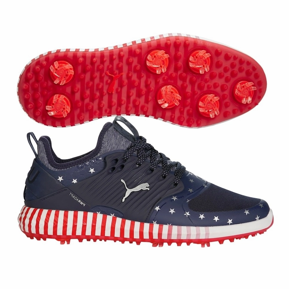 Puma Men's TOUR LTD EDITION PRESIDENTS CUP - IGINITE PWRAdapt Caged Golf Shoes- STAR SPANGLED Puma LTD Tour Edition Golf Shoes