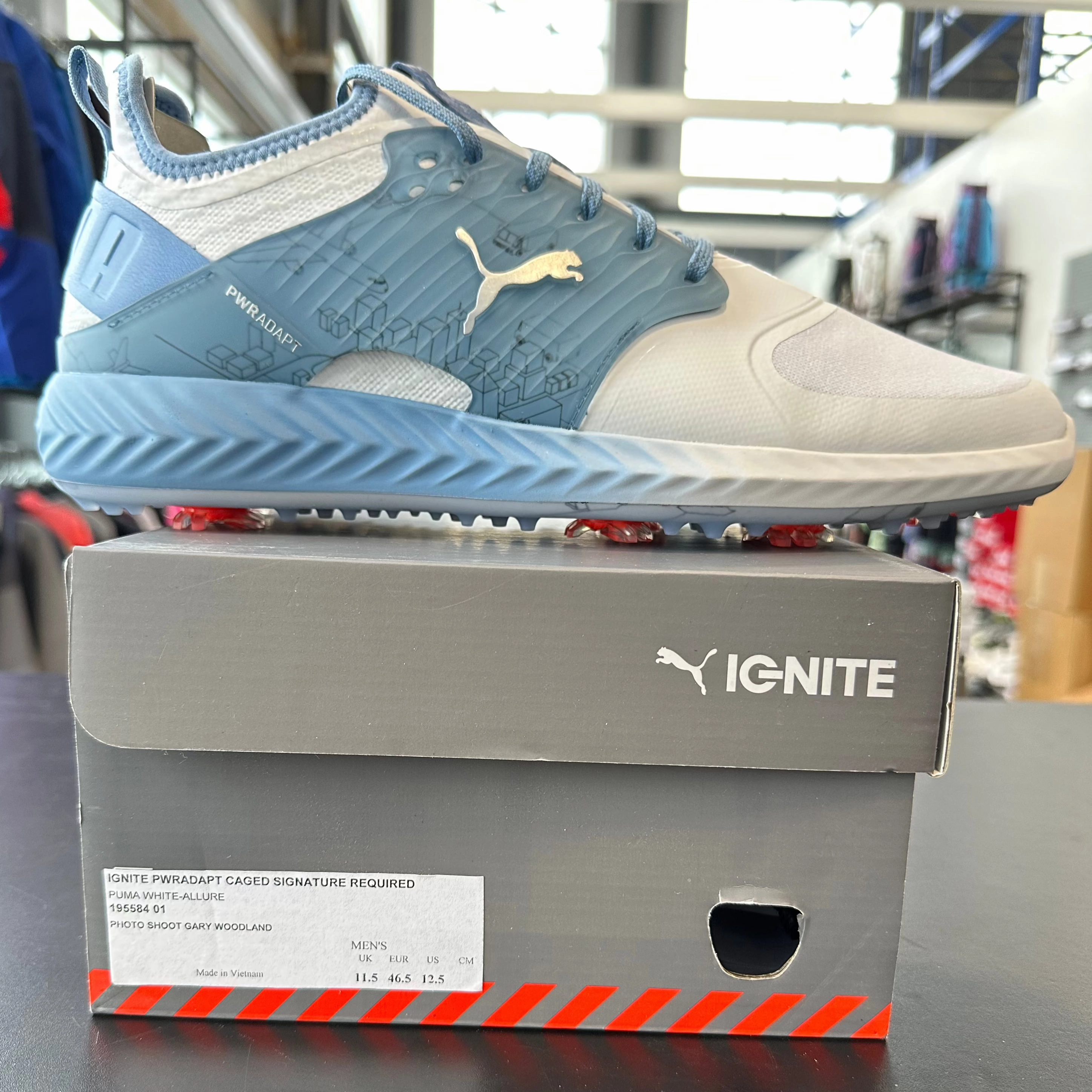 Puma Men's TOUR LTD EDITION PROTOTYPE- IGINITE PWRAdapt Caged SIGNATURE REQUIRED - PUMA WHITE / ALLURE Puma LTD Tour Edition Golf Shoes